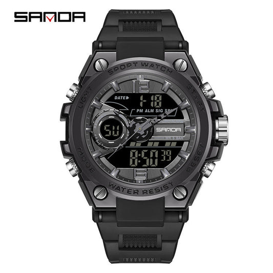 SANDA 6092 Factory New Sport Watch Dual Display Men Sports Watches G Style 2025 LED Digital Sport Waterproof Watches for Men