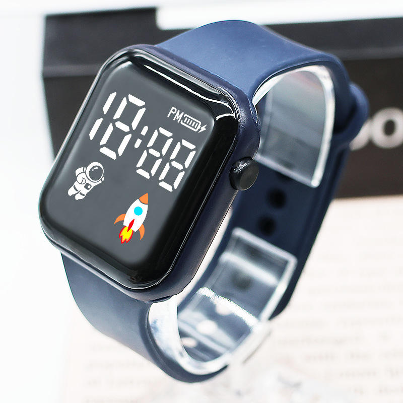 2025 Fashion Digital Watch square LED Screen Silicone Strap Student Smart Watch